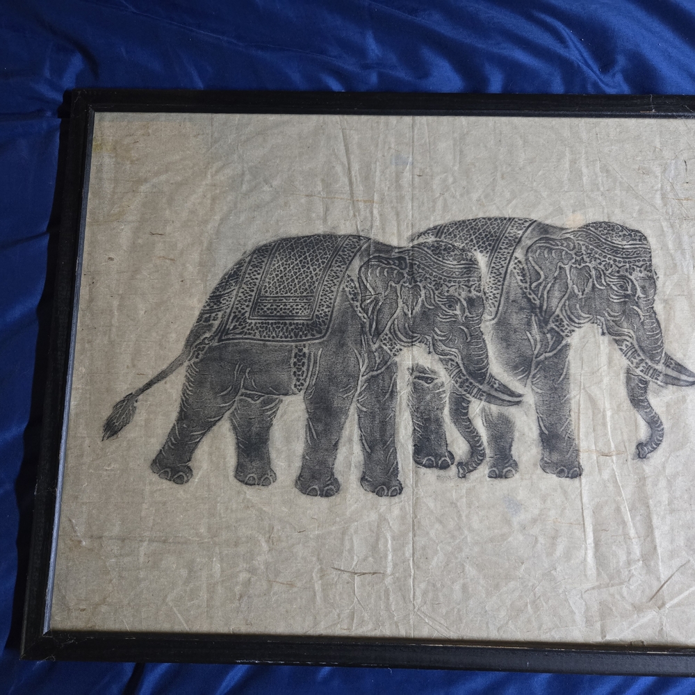 Elephant Wall Art in Black Frame